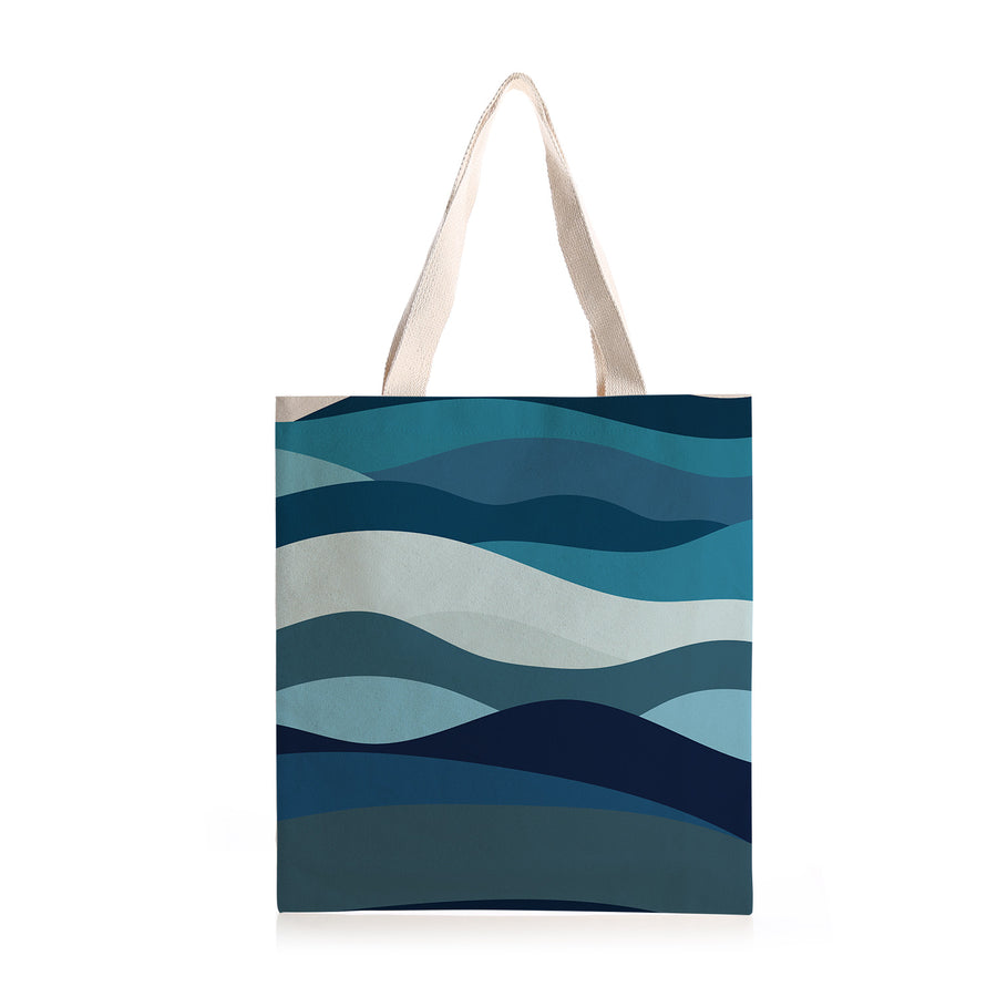 Feblilac Blue Ocean Waves Canvas Tote Bag - view 2