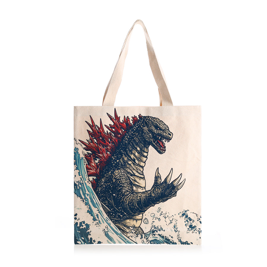 Feblilac Japanese Wave Monster Canvas Tote Bag - view 2