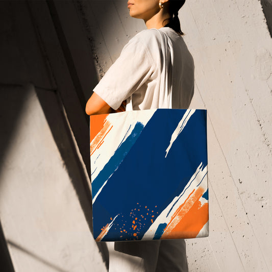 Feblilac Paint Blue Orange Canvas Tote Bag