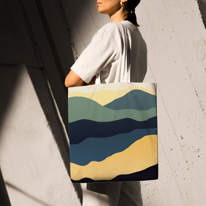 Feblilac Navy Blue Mountains Canvas Tote Bag