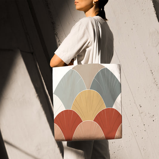 Feblilac Orange Wavy Semicircle Canvas Tote Bag