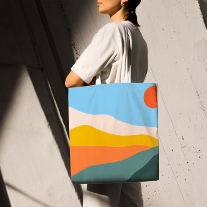 Feblilac Colorful Mountains Sunrise Canvas Tote Bag
