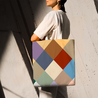 Feblilac Colorful Checkerboard Canvas Tote Bag