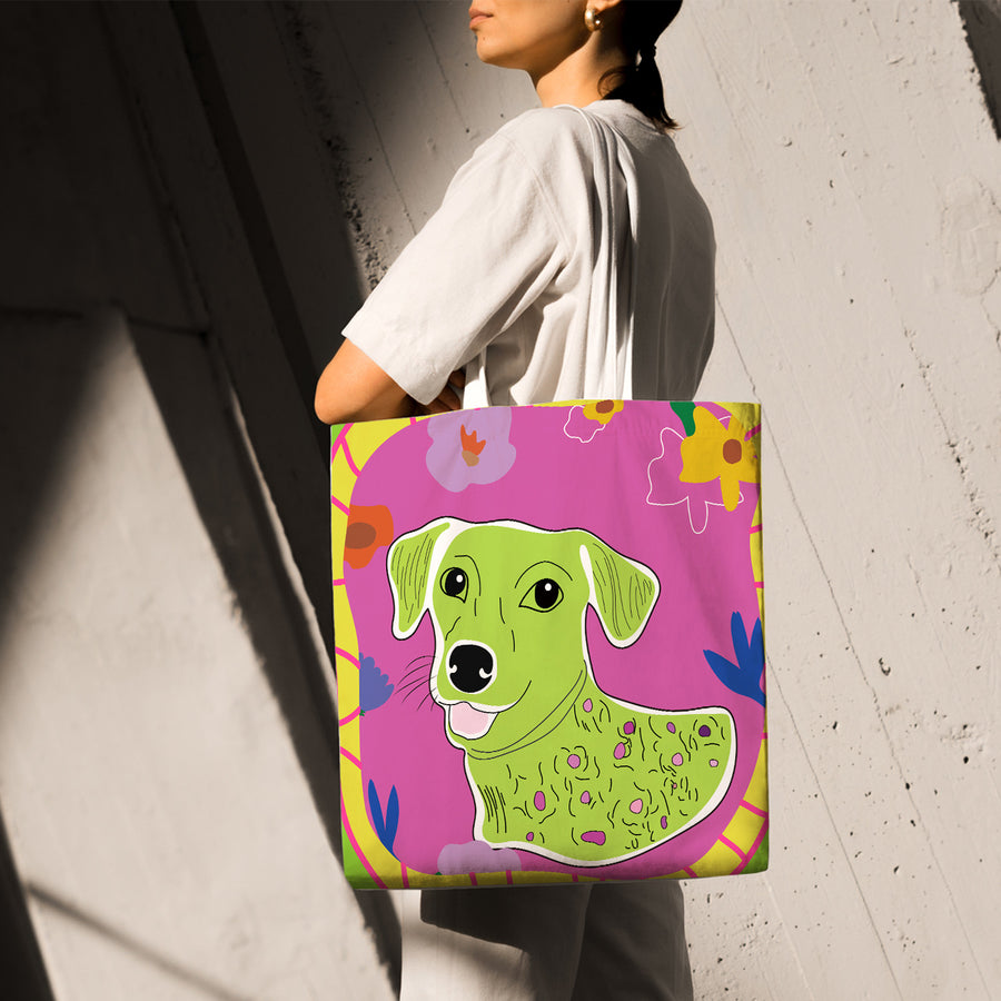 Feblilac Colorful Dog Canvas Tote Bag
