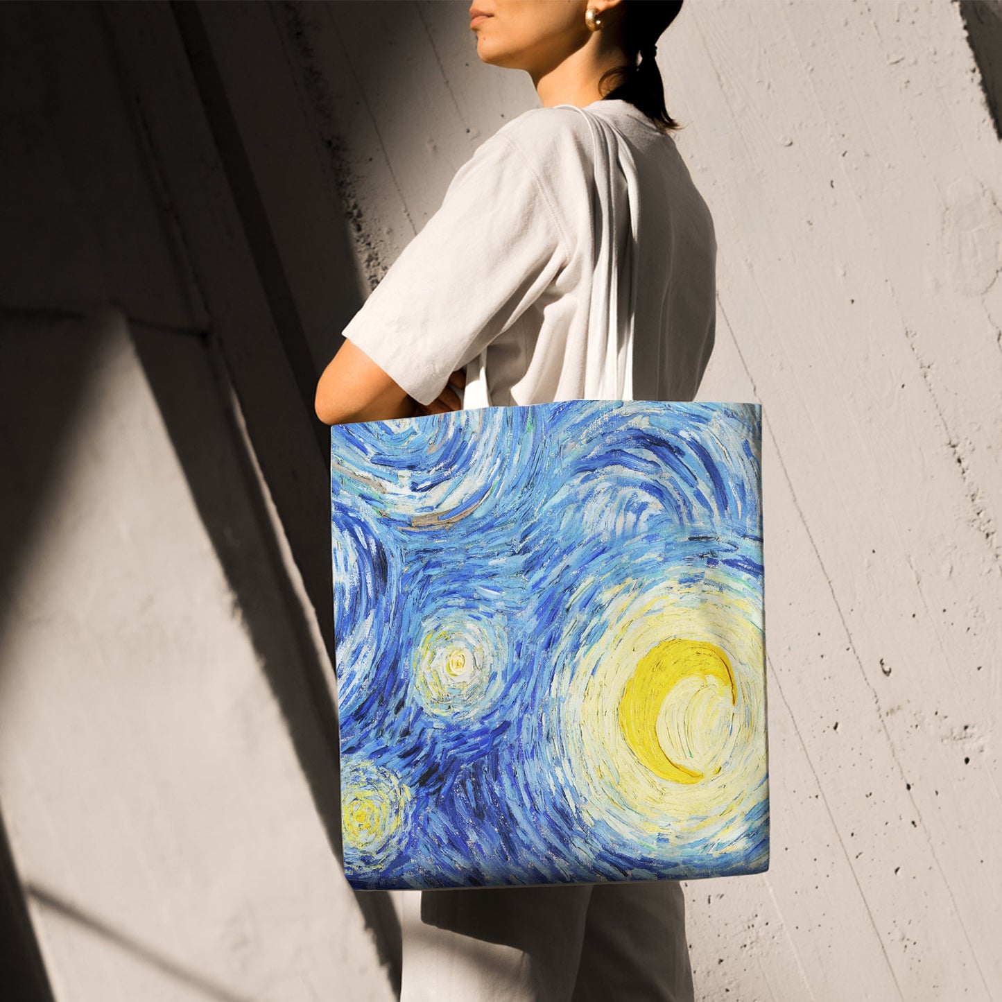 Feblilac Van Gogh Irregular Starry Sky Canvas Tote Bag