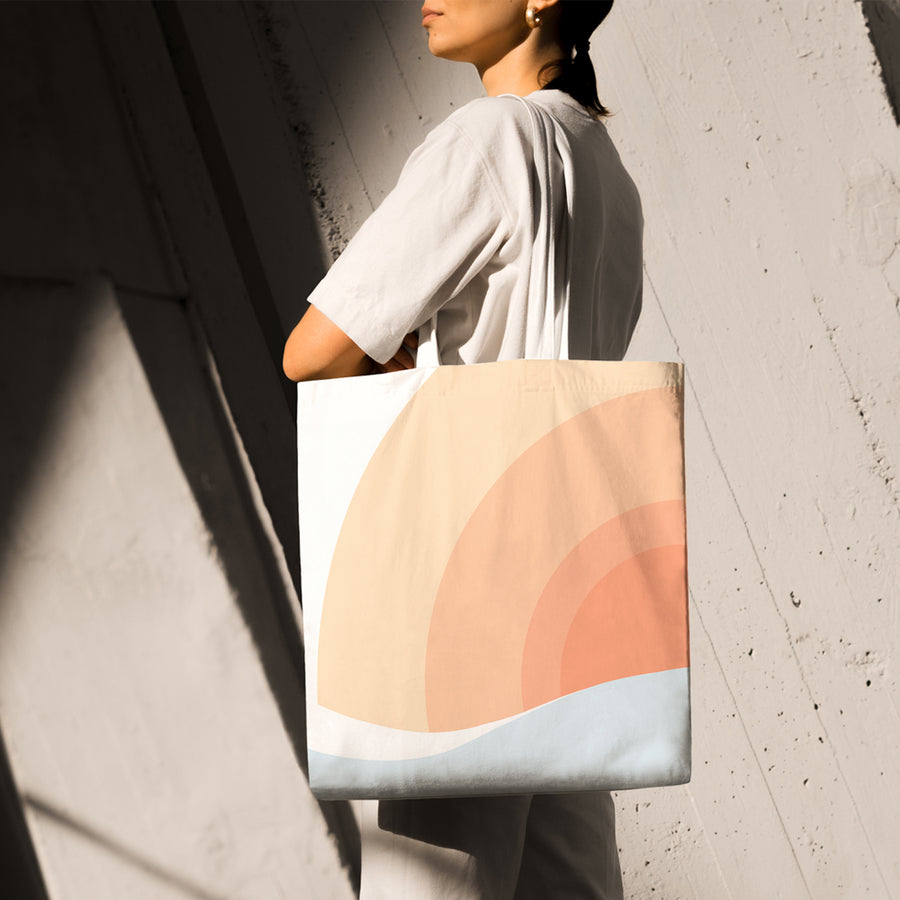 Feblilac Pink Gradient Sun Rising Canvas Tote Bag