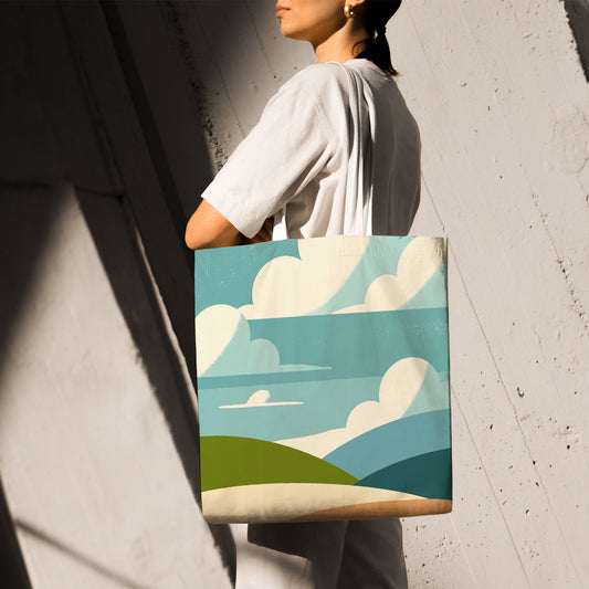 Feblilac Big Blue Sky and White Clouds Canvas Tote Bag