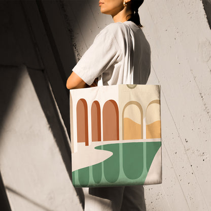 Feblilac Modern Building and Swimming Pool Canvas Tote Bag