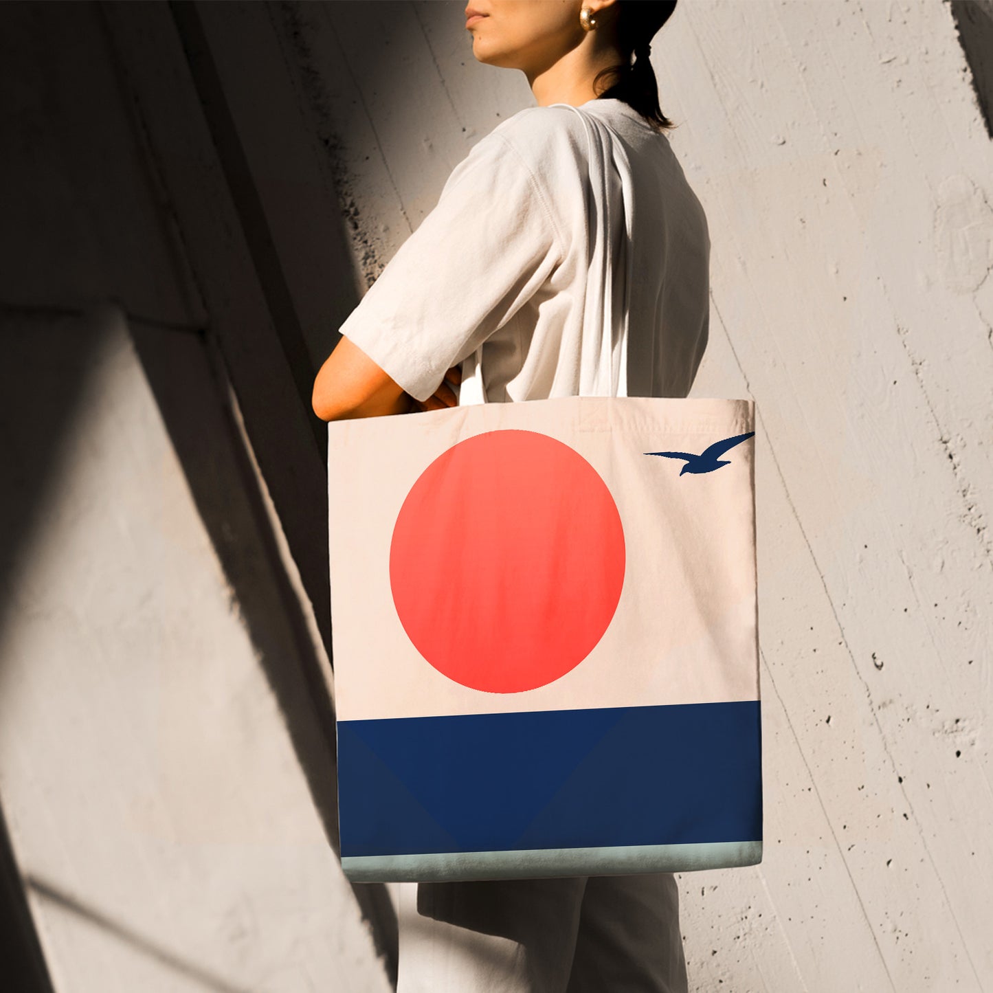 Feblilac Seagull Sunset Blue Tide Canvas Tote Bag