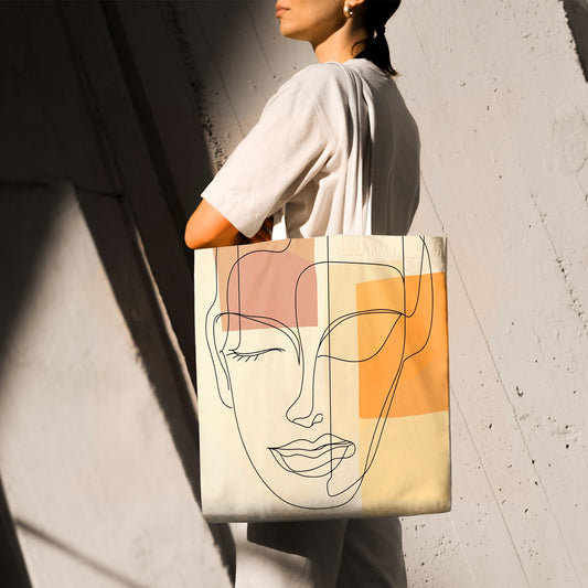 Feblilac Woman Lines Canvas Tote Bag