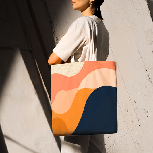 Feblilac Six-Color Wave Mountain Canvas Tote Bag