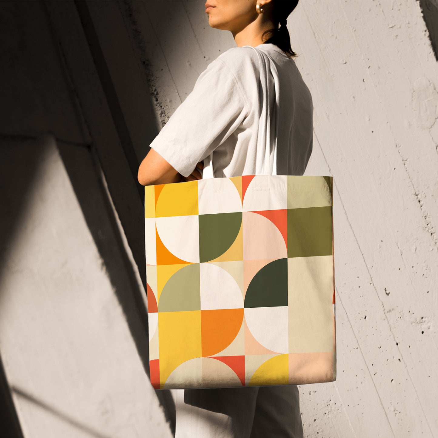 Feblilac Red Green Orange Circles Canvas Tote Bag