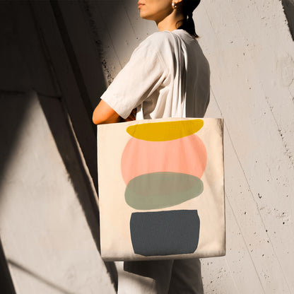 Feblilac Four Color Blocks Abstract Stone Canvas Tote Bag