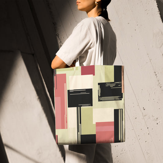 Feblilac Colorful Abstract Blocks Canvas Tote Bag