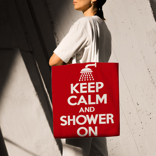 Feblilac Keep Calm Shower On Canvas Tote Bag