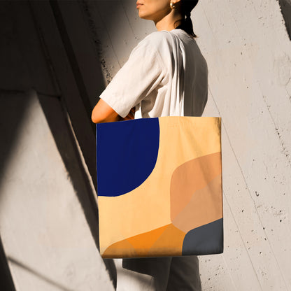 Feblilac Four Color Blocks Modern Abstract Canvas Tote Bag