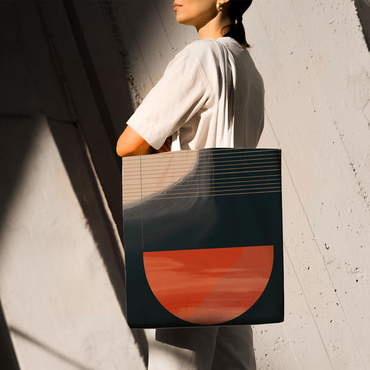 Feblilac Red and Black Modern Abstract Canvas Tote Bag
