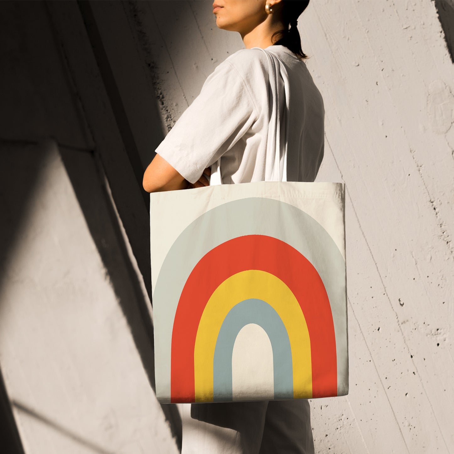 Feblilac Super Big Rainbow Canvas Tote Bag