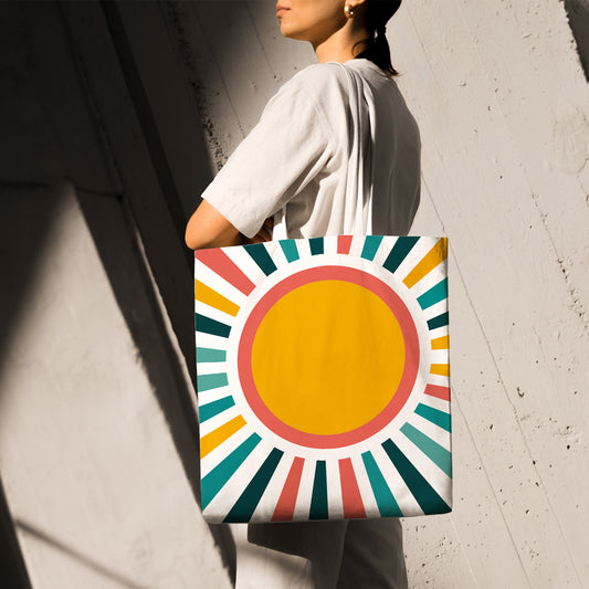 Feblilac Colorful Sun Rays Canvas Tote Bag