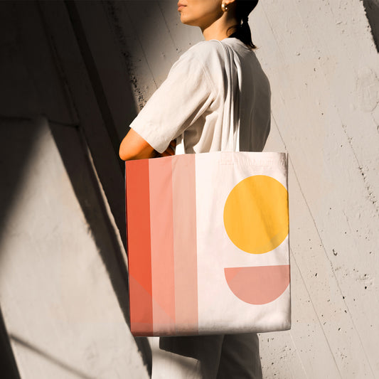 Feblilac Pink Sun Stripes Canvas Tote Bag