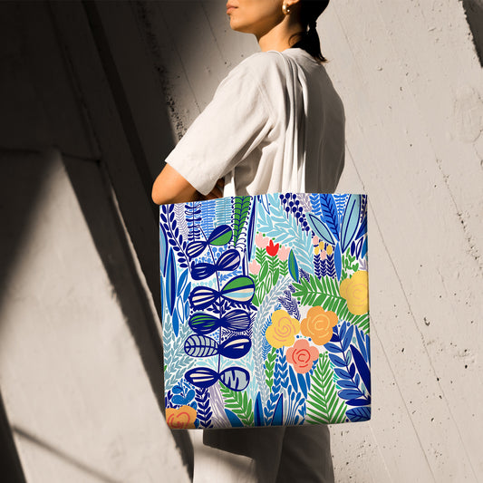 Feblilac Tropical Leaves Canvas Tote Bag