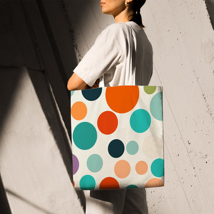 Feblilac Colorful Polka Dots Canvas Tote Bag