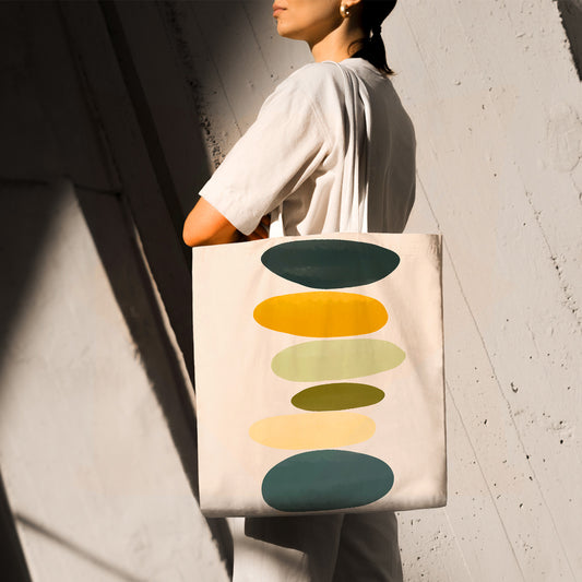 Feblilac Colored Stone Yellow Green Canvas Tote Bag