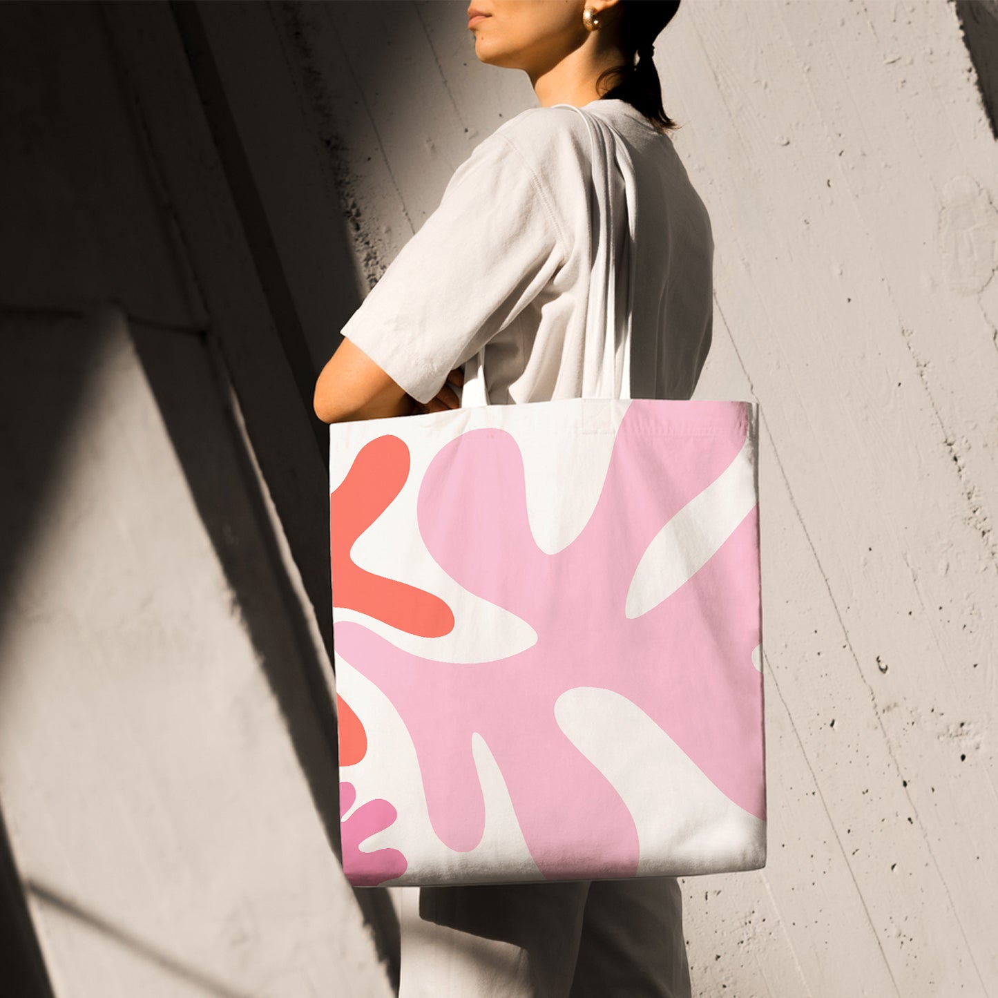 Feblilac Abstract Coral Canvas Tote Bag