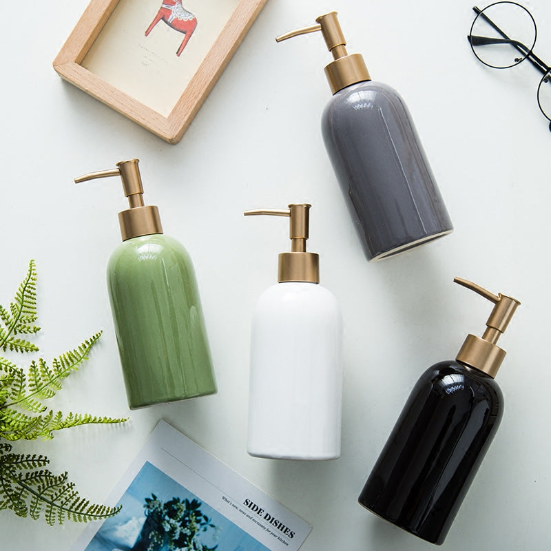 Ceramic Soap Dispenser, Solid Color Bottle for Kitchen Bathroom