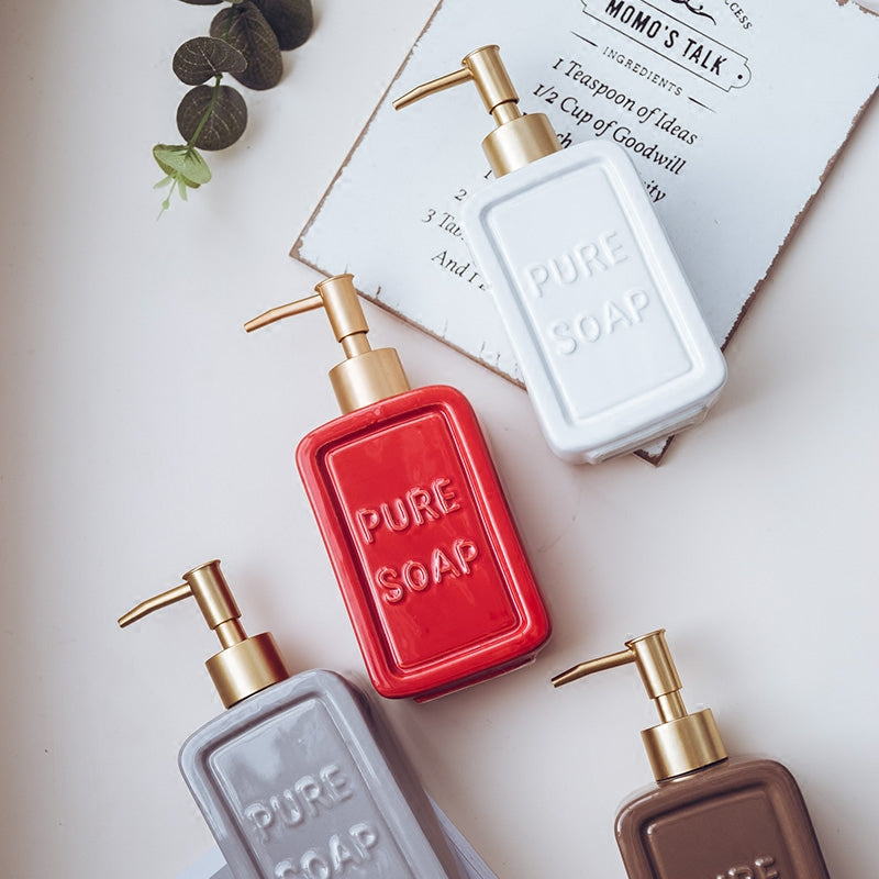 Ceramic Soap Dispenser, Cuboid Bottle for Kitchen Bathroom