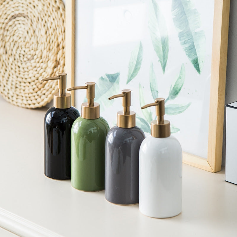 Ceramic Soap Dispenser, Solid Color Bottle for Kitchen Bathroom - view 4