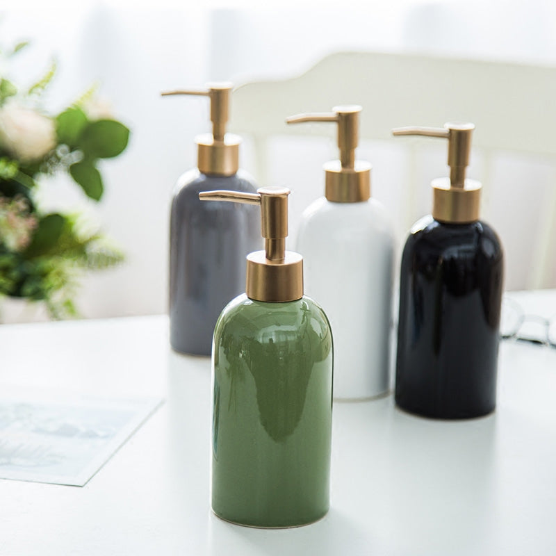 Ceramic Soap Dispenser, Solid Color Bottle for Kitchen Bathroom - view 2
