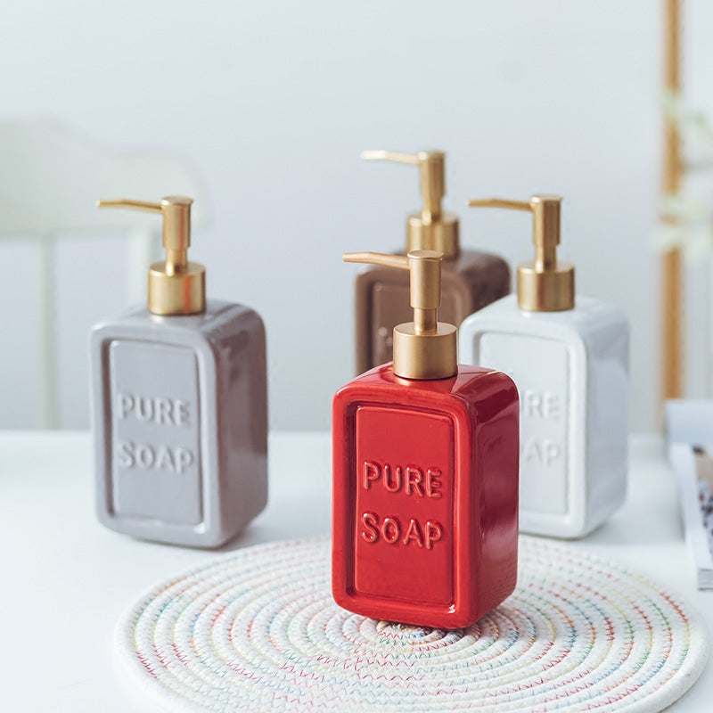 Ceramic Soap Dispenser, Cuboid Bottle for Kitchen Bathroom
