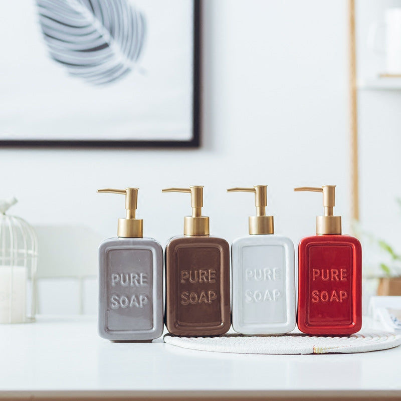 Ceramic Soap Dispenser, Cuboid Bottle for Kitchen Bathroom - view 2