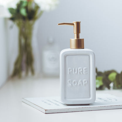 Ceramic Soap Dispenser, Cuboid Bottle for Kitchen Bathroom