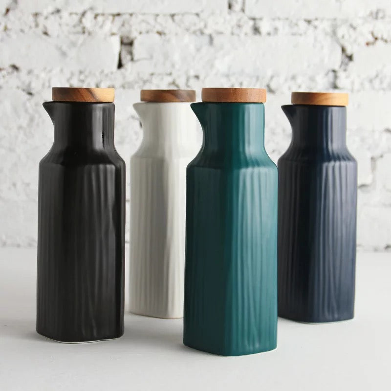 Ceramic Bottle for Kitchen, Oil Sauce Vinegar Dispenser