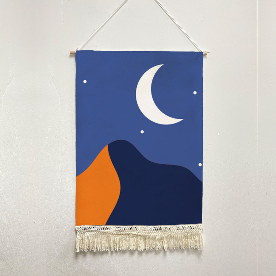 Feblilac Stars Moon and Mountains Handmade Macrame Hanging Wall Decor Art