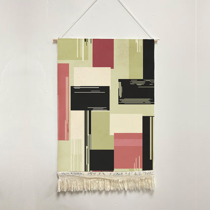 Feblilac Colorful Abstract Blocks Handmade Macrame Hanging Wall Decor Art