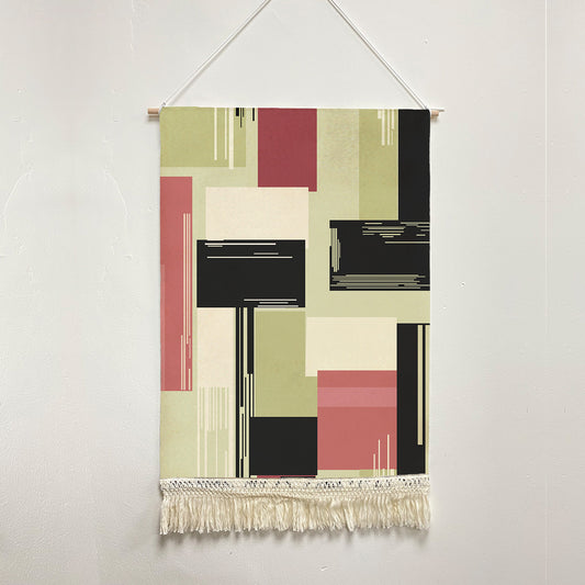 Feblilac Colorful Abstract Blocks Handmade Macrame Hanging Wall Decor Art