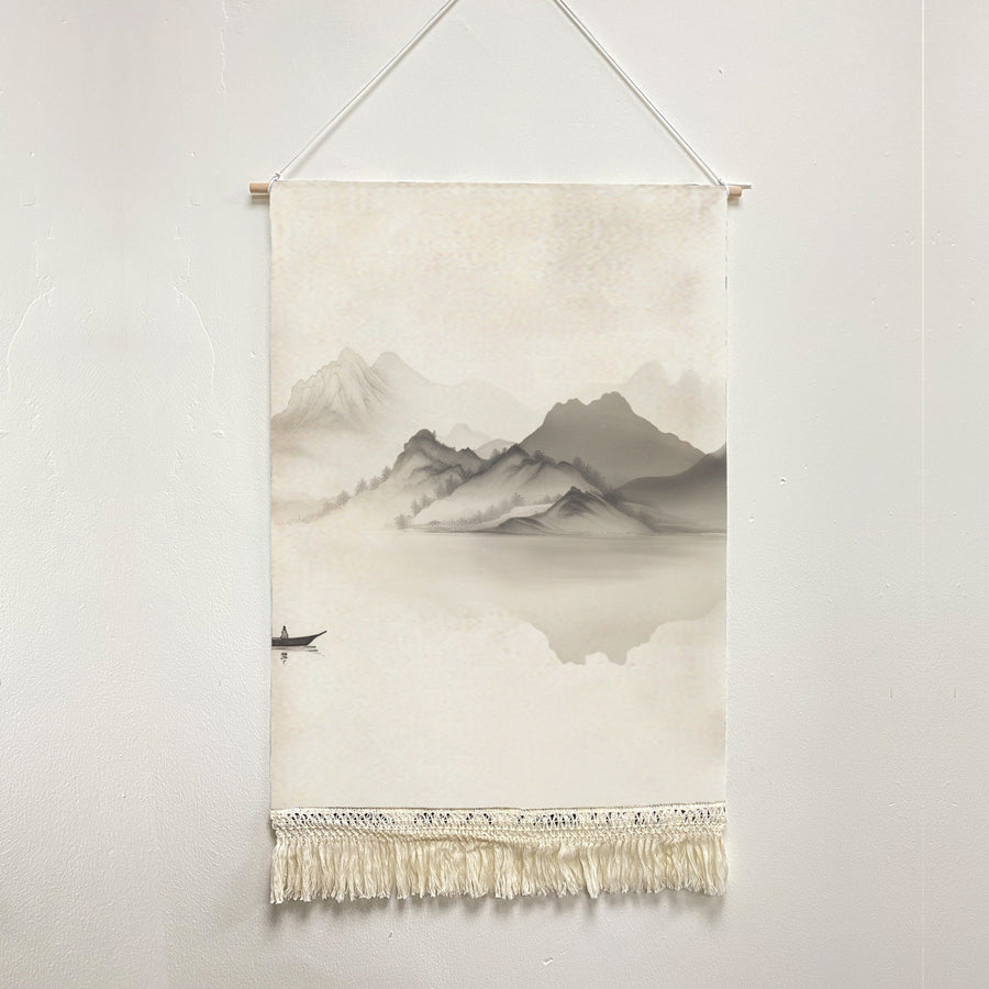 Feblilac Boat Landscape Handmade Macrame Hanging Wall Decor Art - view 2