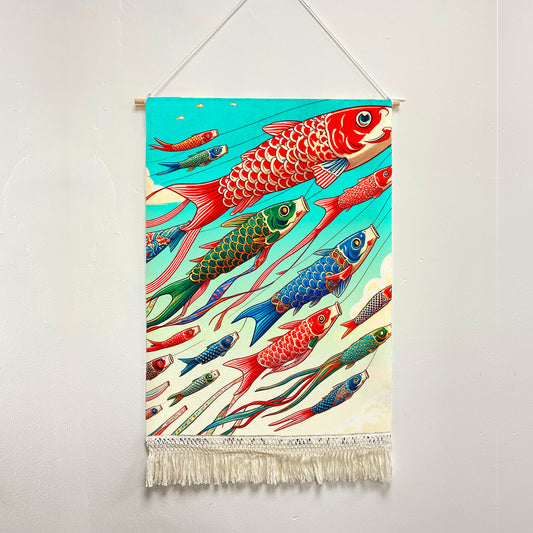 Feblilac Flying Koi Complex Version Handmade Macrame Hanging Wall Decor Art