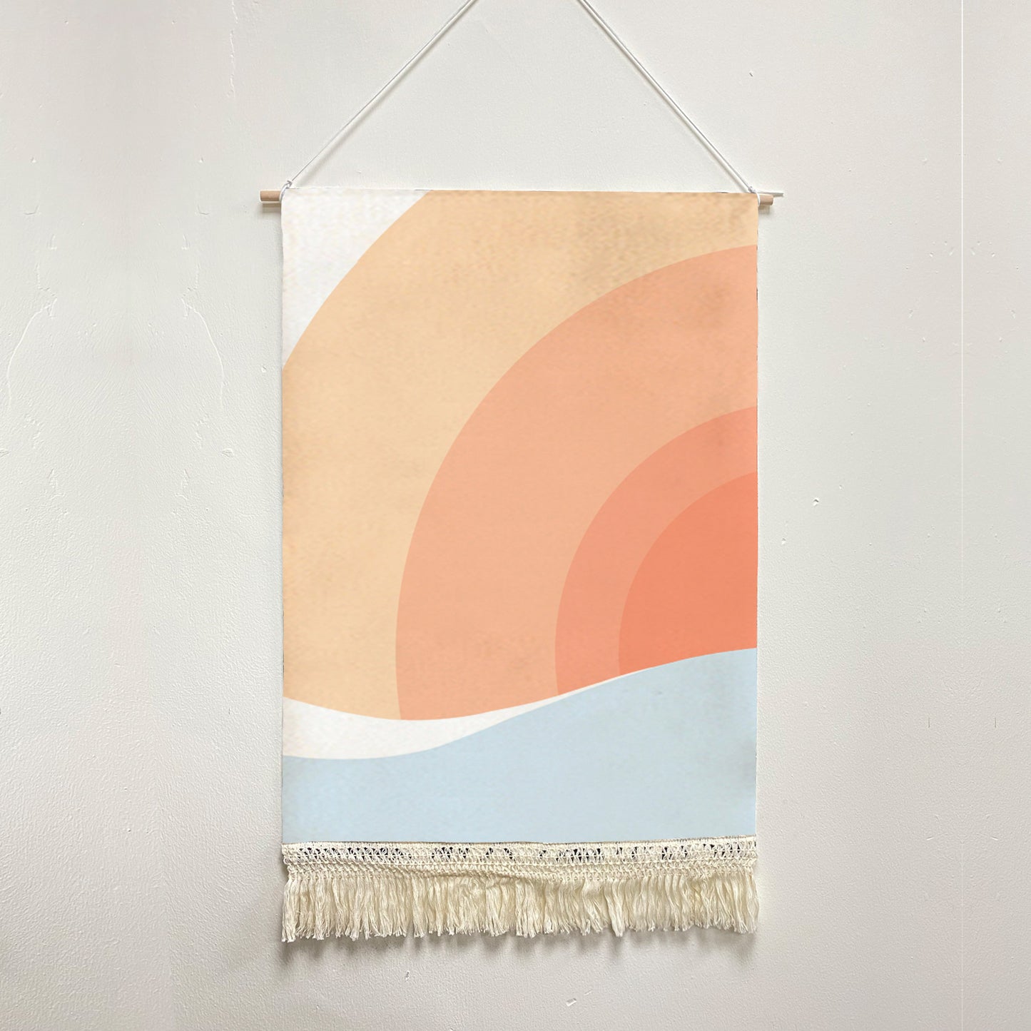 Feblilac Pink Gradient Sun Rising Handmade Macrame Hanging Wall Decor Art