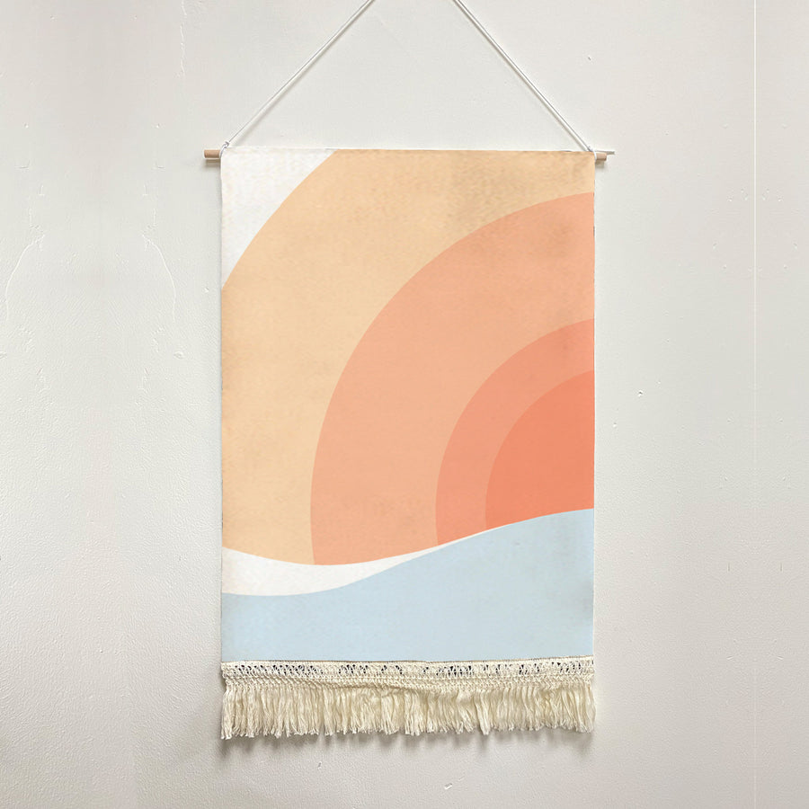 Feblilac Pink Gradient Sun Rising Handmade Macrame Hanging Wall Decor Art - view 2