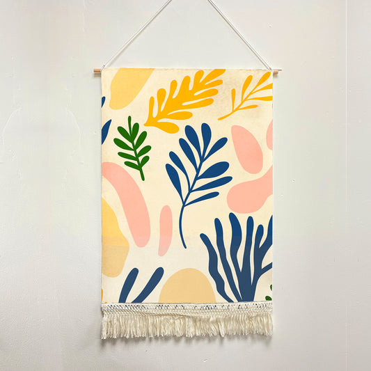 Feblilac Colorful Modern Leaf Color Blocks Handmade Macrame Hanging Wall Decor Art
