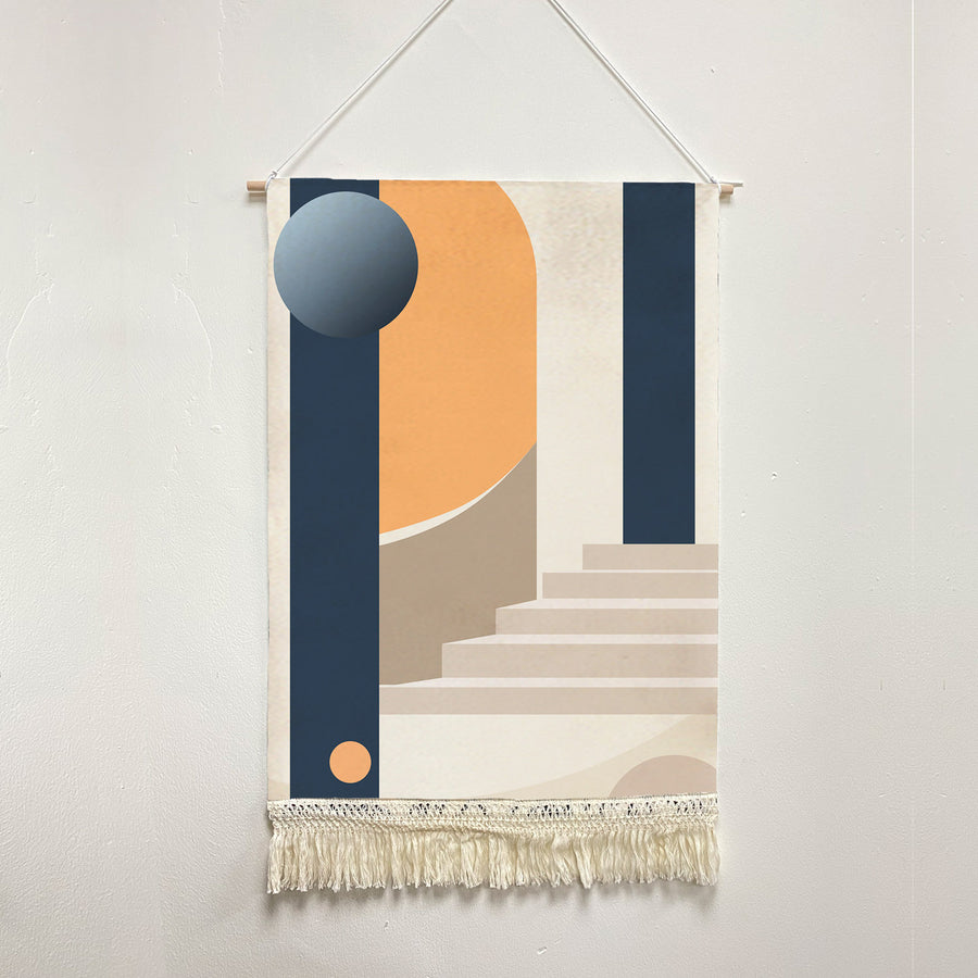 Feblilac Modern Simple Staircase Handmade Macrame Hanging Wall Decor Art