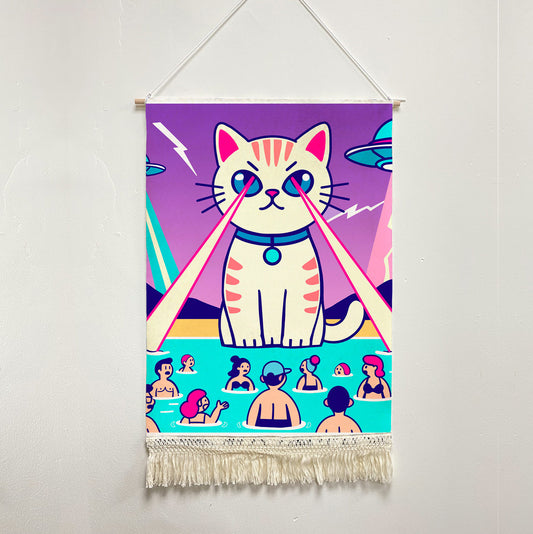 Feblilac Laser Cat Handmade Macrame Hanging Wall Decor Art