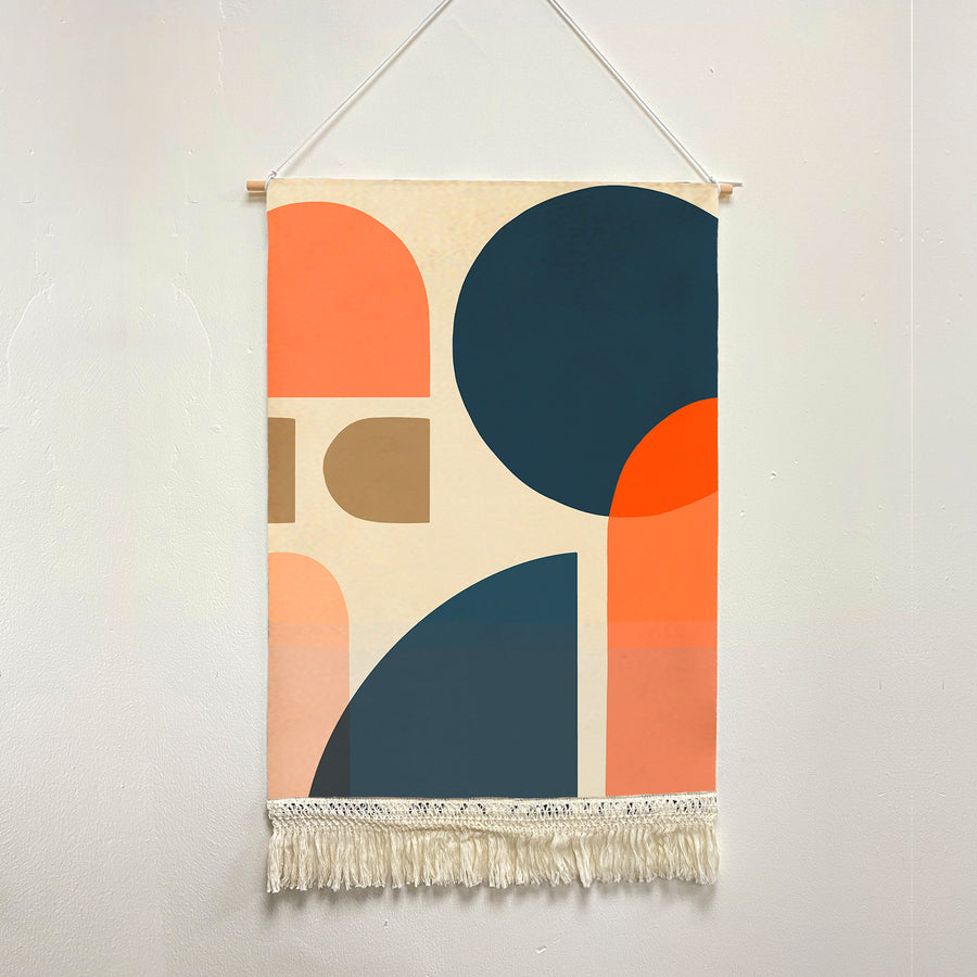 Feblilac Circular Semicircle Abstract Color Block Handmade Macrame Hanging Wall Decor Art - view 2
