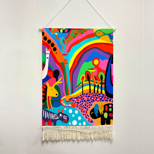 Feblilac Children's Drawings Handmade Macrame Hanging Wall Decor Art