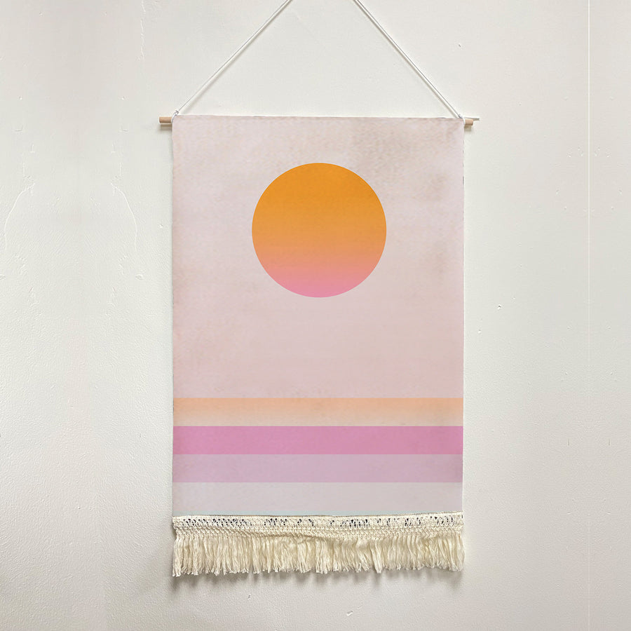 Feblilac Pink Ocean Sunset Handmade Macrame Hanging Wall Decor Art