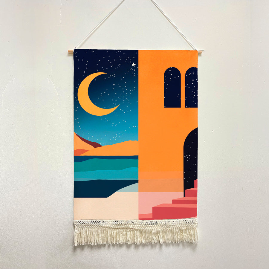 Feblilac Simple Style House Mountains Handmade Macrame Hanging Wall Decor Art - view 2